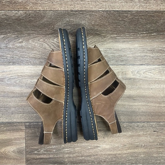 MINNETONKA Leather Fisherman's Sandals Open Toe Brown Women 12 Wide Adjustable - Picture 8 of 11